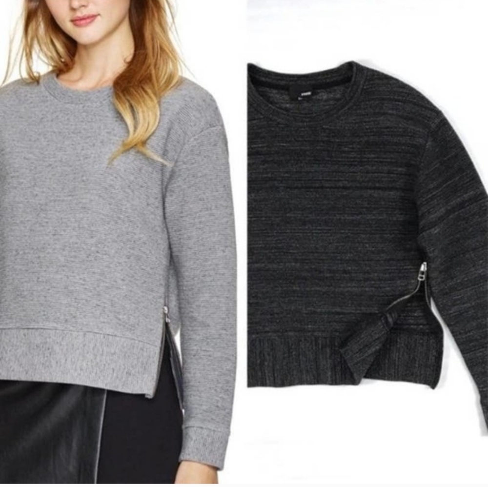NEW ARITIZA WILFRED FREE GRAY SWEATER W/ SIDE ZIPPER 100% COTTON SZ LARGE